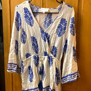 Blue pattern romper